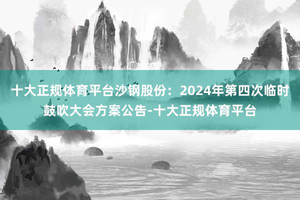 十大正规体育平台沙钢股份：2024年第四次临时鼓吹大会方案公告-十大正规体育平台