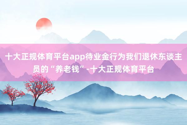 十大正规体育平台app待业金行为我们退休东谈主员的“养老钱”-十大正规体育平台