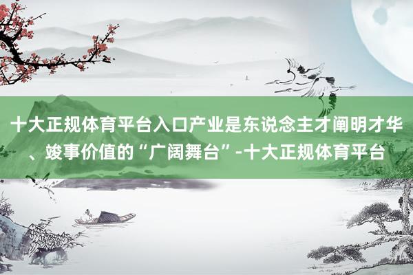 十大正规体育平台入口产业是东说念主才阐明才华、竣事价值的“广阔舞台”-十大正规体育平台