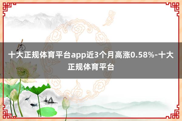 十大正规体育平台app近3个月高涨0.58%-十大正规体育平台