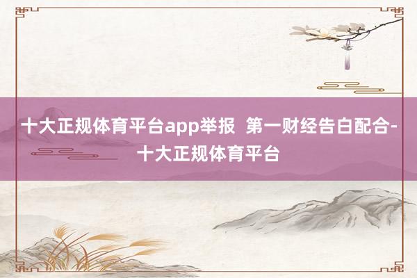十大正规体育平台app举报  第一财经告白配合-十大正规体育
