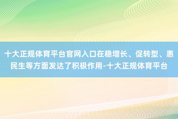 十大正规体育平台官网入口在稳增长、促转型、惠民生等方面发达了
