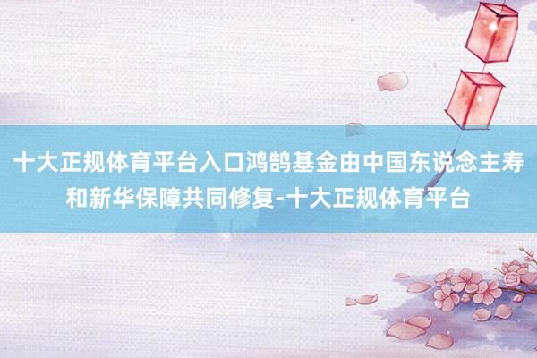 十大正规体育平台入口鸿鹄基金由中国东说念主寿和新华保障共同修