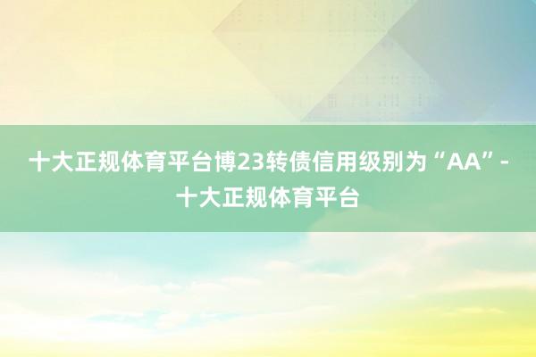 十大正规体育平台博23转债信用级别为“AA”-十大正规体育平