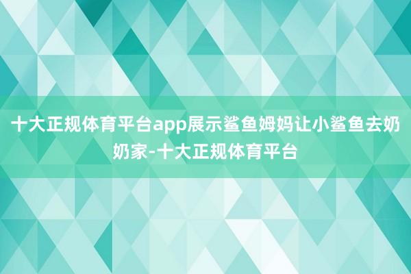 十大正规体育平台app展示鲨鱼姆妈让小鲨鱼去奶奶家-十大正规体育平台