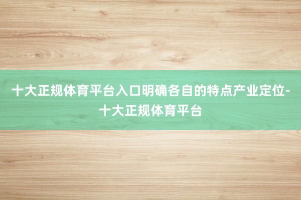 十大正规体育平台入口明确各自的特点产业定位-十大正规体育平台