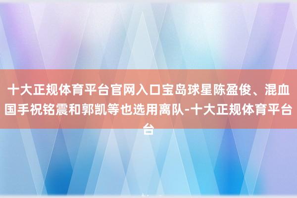 十大正规体育平台官网入口宝岛球星陈盈俊、混血国手祝铭震和郭凯