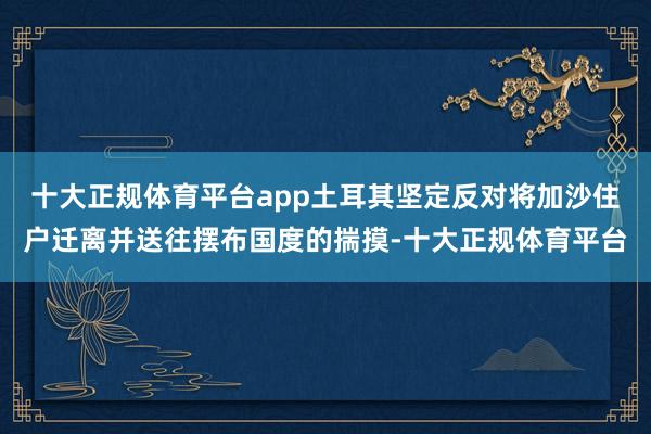 十大正规体育平台app土耳其坚定反对将加沙住户迁离并送往摆布国度的揣摸-十大正规体育平台