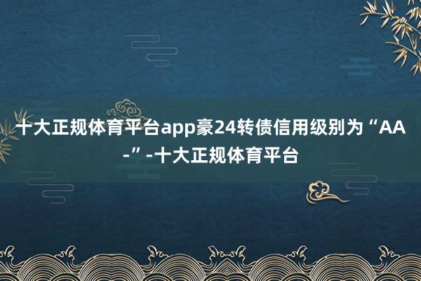 十大正规体育平台app豪24转债信用级别为“AA-”-十大正