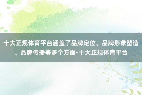 十大正规体育平台涵盖了品牌定位、品牌形象塑造、品牌传播等多个