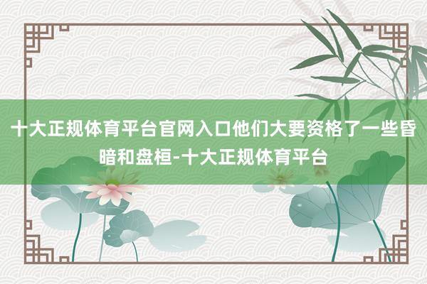 十大正规体育平台官网入口他们大要资格了一些昏暗和盘桓-十大正
