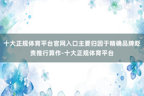 十大正规体育平台官网入口主要归因于精确品牌贬责推行算作-十大正规体育平台