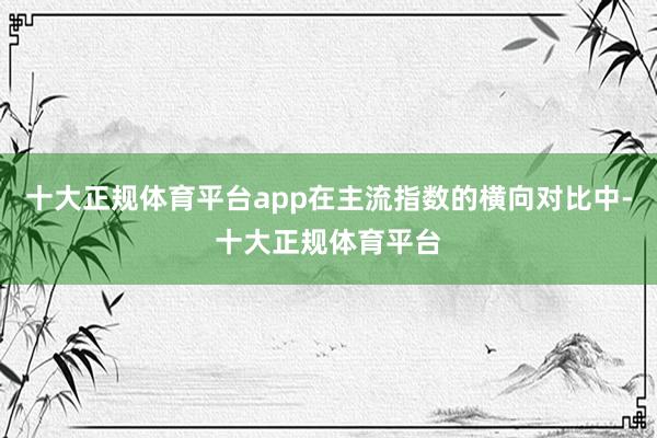 十大正规体育平台app在主流指数的横向对比中-十大正规体育平台