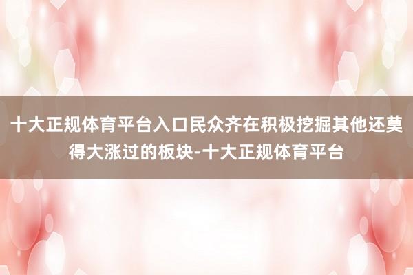 十大正规体育平台入口民众齐在积极挖掘其他还莫得大涨过的板块-十大正规体育平台