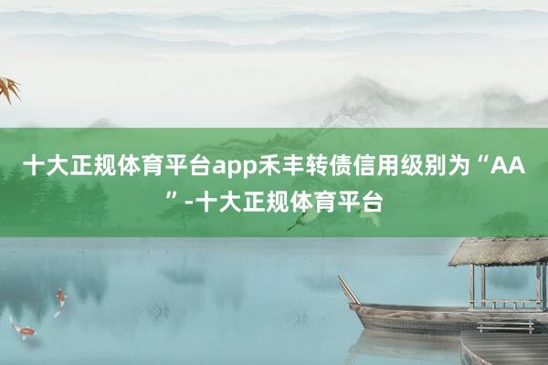 十大正规体育平台app禾丰转债信用级别为“AA”-十大正规体