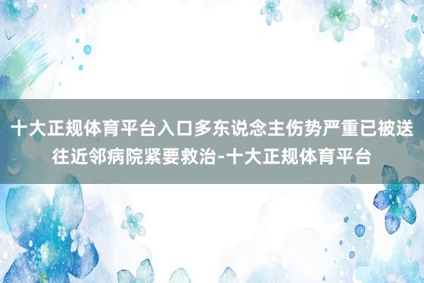 十大正规体育平台入口多东说念主伤势严重已被送往近邻病院紧要救